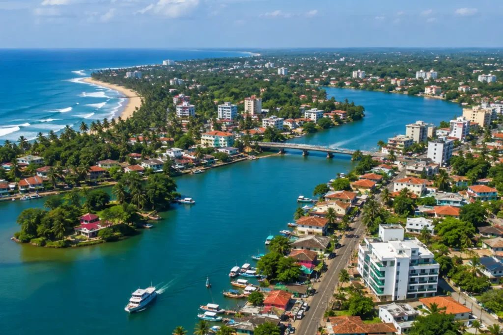 Luxury destination wedding location overlooking Bentota Beach and river in Sri Lanka