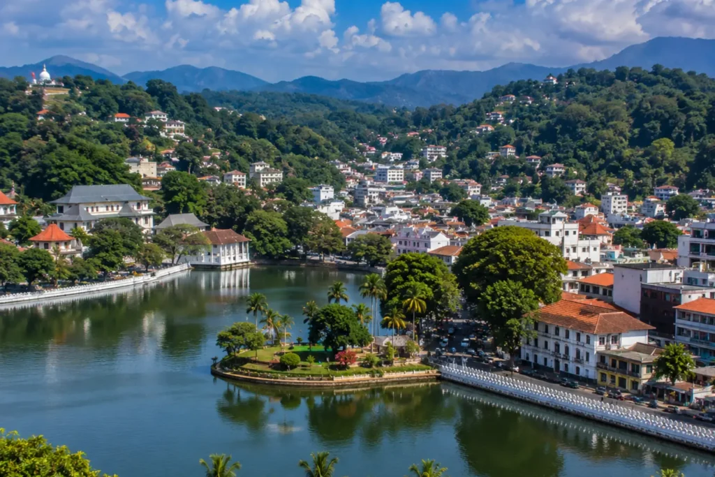 Destination wedding location overlooking Kandy Lake in Sri Lanka
