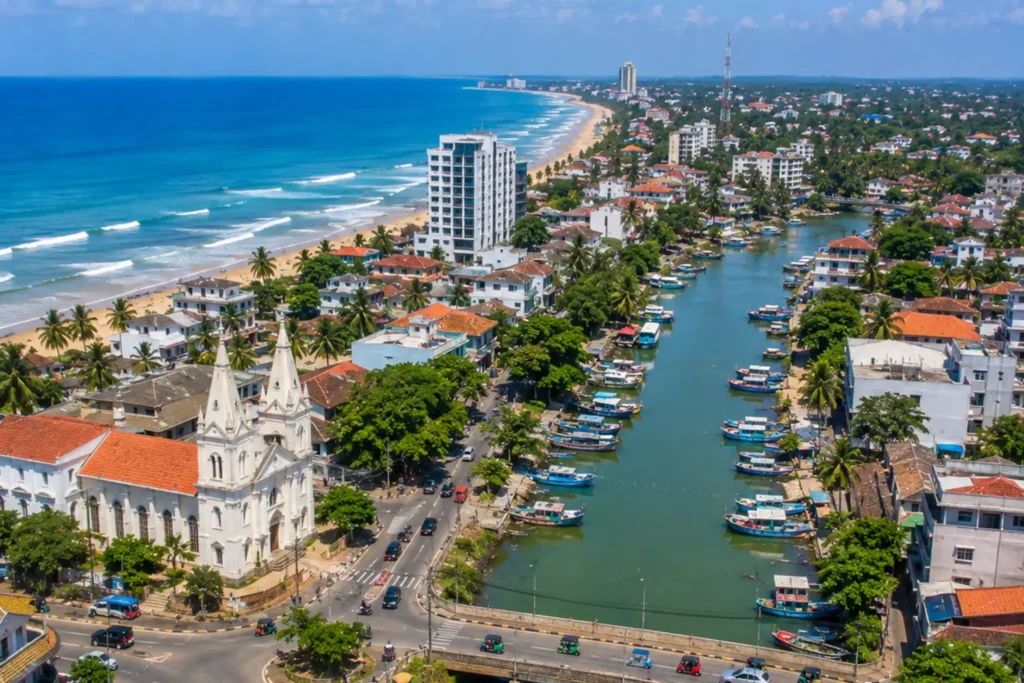 Destination wedding location overlooking Negombo Beach and city in Sri Lanka
